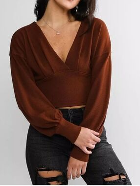 Free People We The Free All Nighter Cropped Top. Color:Red Jasper. Size Medium.